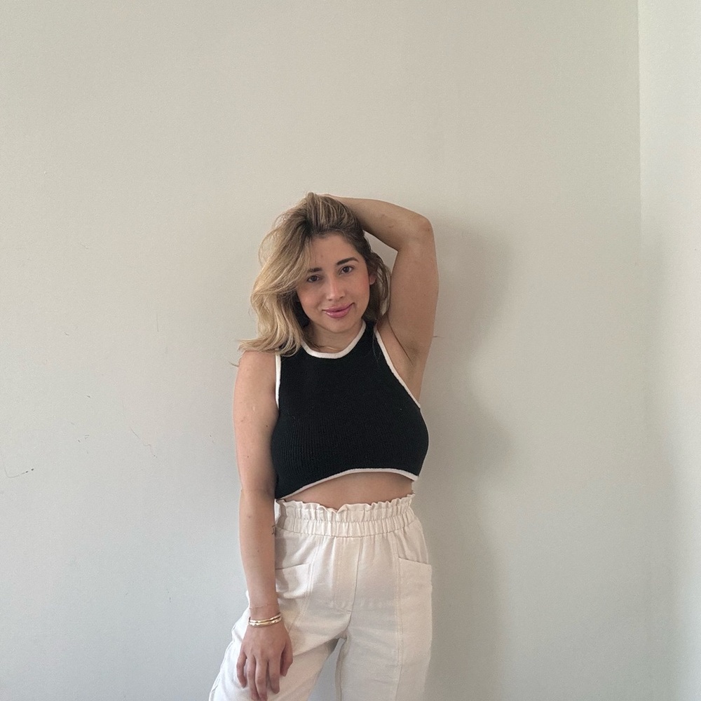 Sold! Black and White Sleeveless Top
